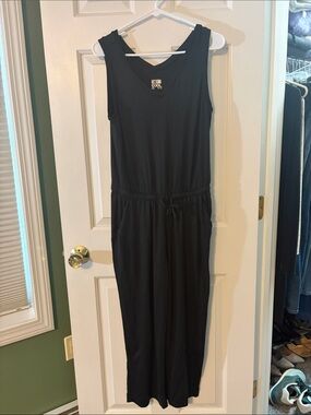Black Sleeveless Drawstring Jumpsuit